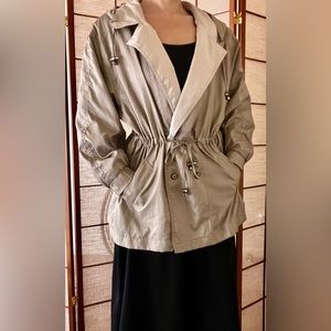 90s vintage classy taupe gray windbreaker jacket